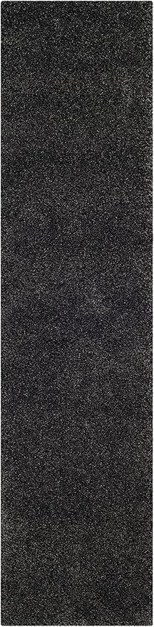 SAFAVIEH Milan Shag Collection Runner Rug - 2' x 12', Dark Grey, Solid Design, Non-Shedding & Easy Care, 2-inch Thick Ideal for High Traffic Areas in Living Room, Bedroom (SG180-8484)
