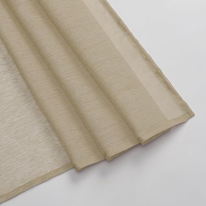 DONREN Taupe Window Scarf for Background - Luxury Soft Sheer Scarf Add to Window Curtains for Enhanced Effect (34 by 216 Inch,1 Pack)