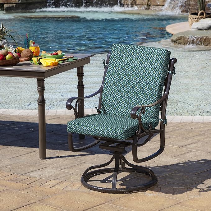 Arden Outdoor Dining Chair Cushion, 20 x 20, Rain-Proof, Fade Resistant, Alana Tile