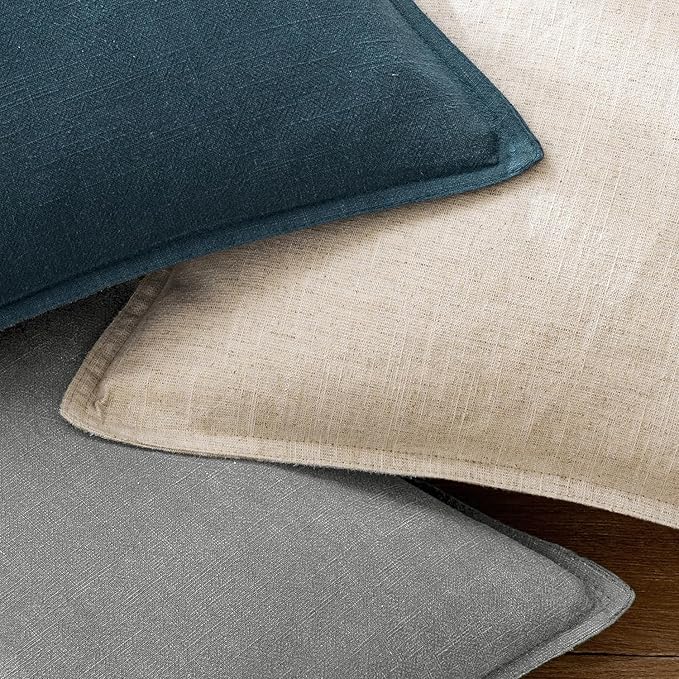EMEMA Decorative Linen Throw Pillow Covers 26x26 Inch Light Grey Boho Farmhouse Neutral Couch Throw Pillows for Bed Pack of 2 Accent Pillowcase Modern Sofa Cushion Livingroom Home