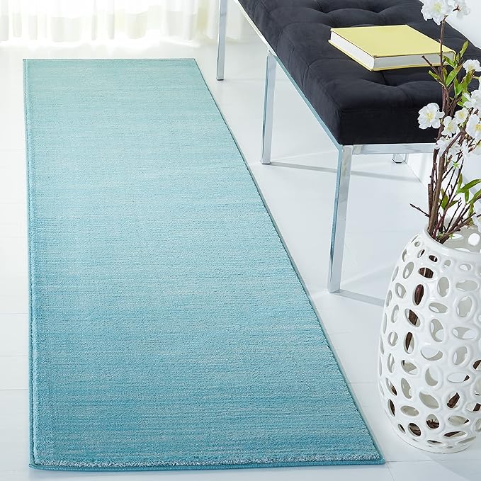 SAFAVIEH Vision Collection Runner Rug - 2'2" x 20', Aqua, Modern Ombre Design, Non-Shedding & Easy to Clean, Ideal for Foyer, Hallway, Bedroom (VSN606B)