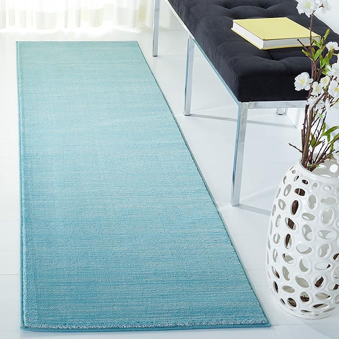 SAFAVIEH Vision Collection Runner Rug - 2'2" x 22', Aqua, Modern Ombre Design, Non-Shedding & Easy to Clean, Ideal for Foyer, Hallway, Bedroom (VSN606B)