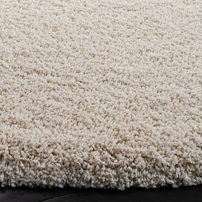 SAFAVIEH Milan Shag Collection Area Rug - 8' Round, Ivory, Solid Design, Non-Shedding & Easy Care, 2-inch Thick Ideal for High Traffic Areas in Living Room, Bedroom (SG180-1212)