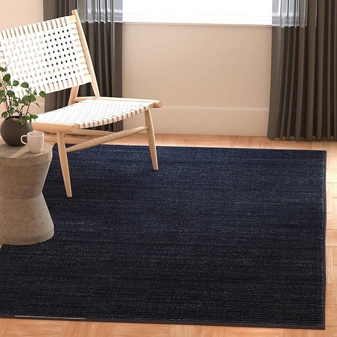 SAFAVIEH Vision Collection Area Rug - 3' Square, Navy, Modern Ombre Design, Non-Shedding & Easy to Clean, Ideal for Foyer, Entryway, Bedroom, Accent Space (VSN606N)