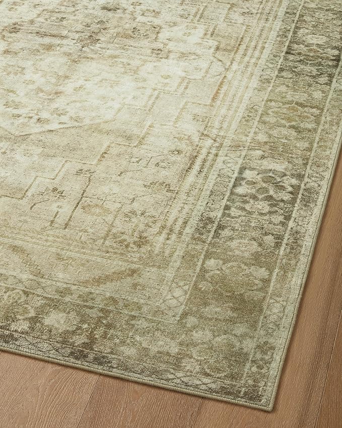 Loloi Magnolia Home by Joanna Gaines Banks Collection BAN-06 Natural/Granite 2'-6" x 12'-0", .13" Pile Height, Machine Washable, Runner Rug