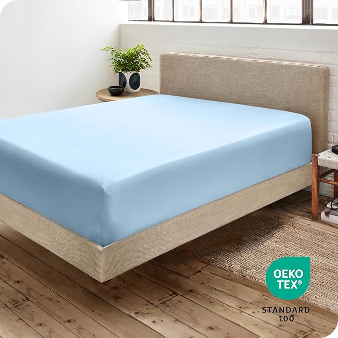 Bare Home Fitted Bottom Sheet Twin XL Size - Premium 1800 Microfiber - Ultra-Soft Hotel Luxury - Deep Pocket - Durable and Long Lasting (Twin XL, Light Blue)