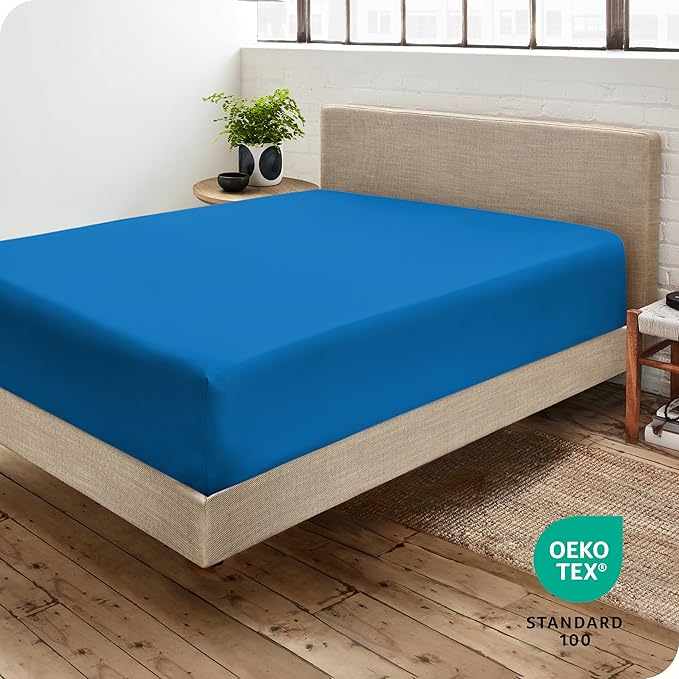 Bare Home Fitted Bottom Sheet Twin XL Size - Premium 1800 Microfiber - Ultra-Soft Hotel Luxury - Deep Pocket - Durable and Long Lasting (Twin XL, Medium Blue)