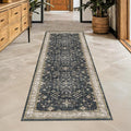 Black Boho Washable 2x6 Runner Rugs for Hallway Kitchen Bedroom Beside Laundry Room Bathroom Rug, Pet & Kids Friendly, Non Slip Low Pile Stain Resistant Soft Foldable Long 24 x 72 Floor Carpet