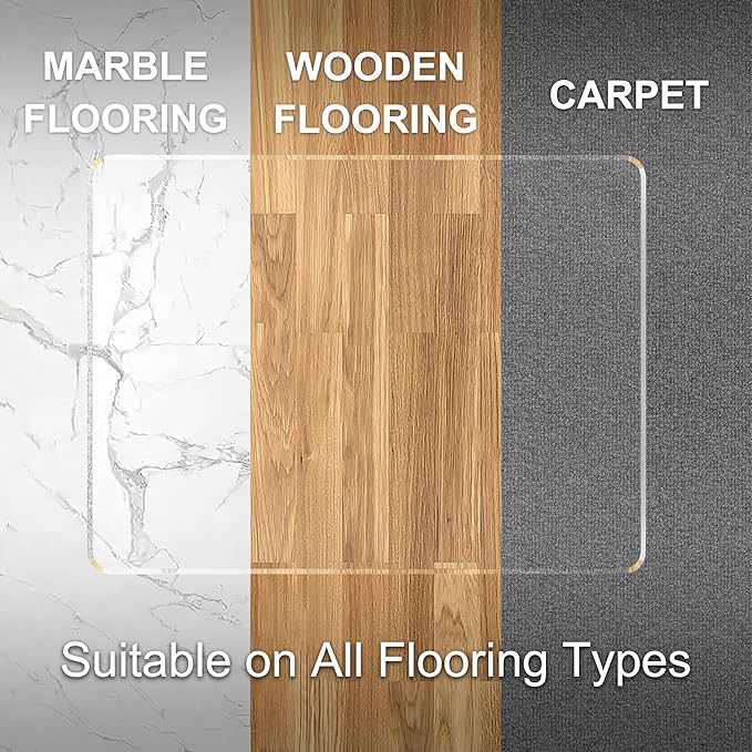 Beveled Edge Office Chair Mat for Carpet or Hardwood Floor 36" x 48" Clear Chair Mats for a Smooth Glide and Easy Roll On/Off, Heavy Duty and Non-Slip Pad Floor Ultimate Desk Chair Mat