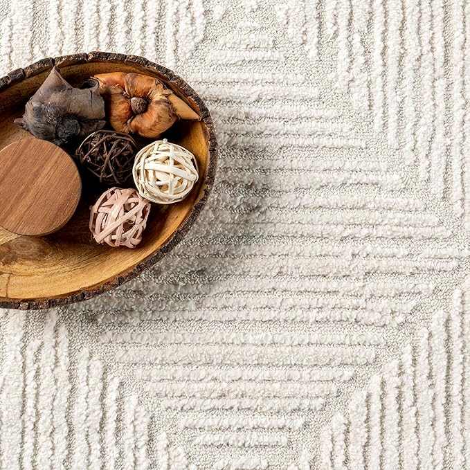 nuLOOM Kerry Cream, 2' x 3', Geometric, Soft and Cozy, High Traffic, Stain Resistant, Easy Clean, Durable Area Rug for Bedroom, Living Room, Dining Space, Den, Foyer, Entryway