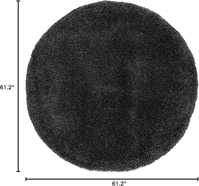 SAFAVIEH Milan Shag Collection 5'1" Round Dark Grey SG180 Solid Non-Shedding Living Room Bedroom Dining Room Entryway Plush 2-inch Thick Area Rug