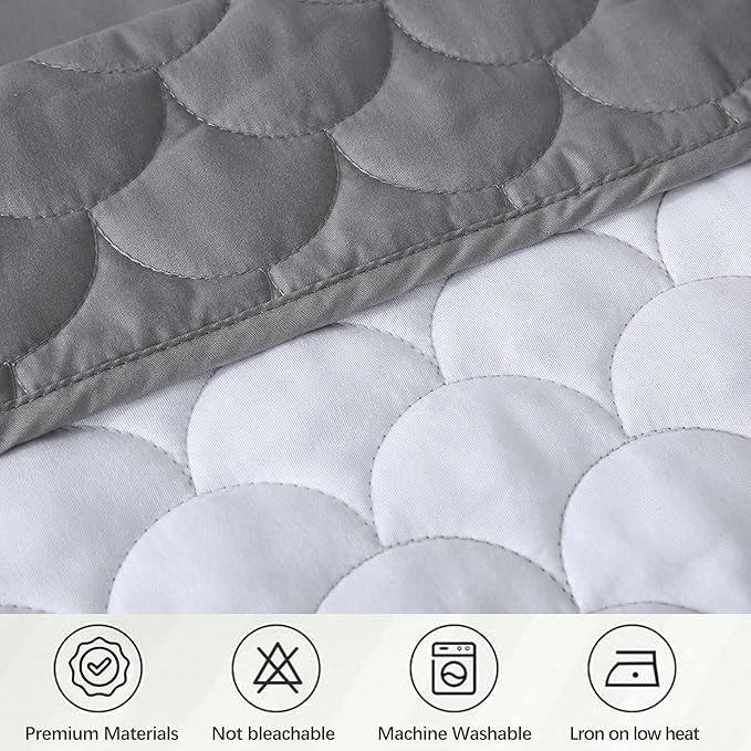 King Size Gray Bed Skirt with 14-Inch Drop, Easy Fit Wrap-Around Cover for Bed, Wrinkle-Free and Fade-Resistant Box Spring Cover. (Gray Seashells, King)