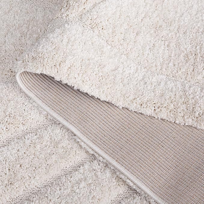 SAFAVIEH Florida Shag Collection Area Rug - 6'7" Round, Creme & Creme, Non-Shedding & Easy Care, 1.2-inch Thick Ideal for High Traffic Areas in Living Room, Bedroom (SG471-1111)