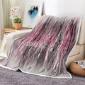 Abstract Throw Blankets, Modern Pink Gold crackNon Cozy Warm Bed Couch Blanket, Stripe Contemporary Abstract Painting White Fleece Flannel Throws to Decorate The Room and Bedroom