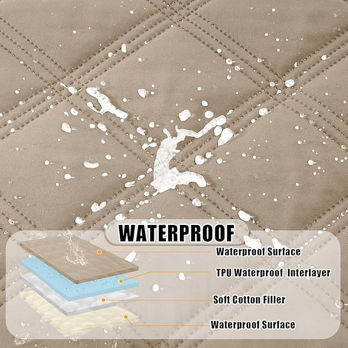 Smiry Waterproof Dog Bed Cover Blanket 82x102, Soft Reversible Pet Blanket, Washable Leakproof Cats Dogs Couch Cover for Sofa, Couch, Furniture, Lattice, Taupe/Beige