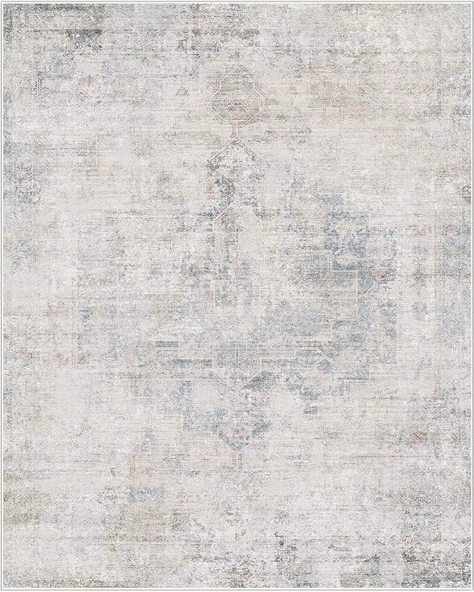 Non Slip 10ft Long Hallway Runner Rug - Blue and Gray 2 x 10 Runner Rug, Washable & Waterproof 2x10 Kitchen Floor Mat - Modern Abstract Design Décor