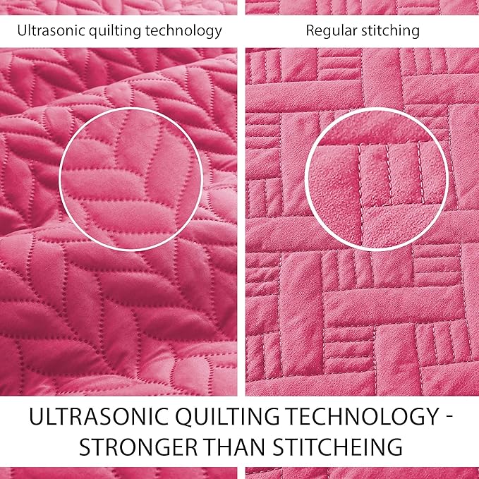 IR Imperial Rooms 8 Pack California King Quilt Bedding Set (118"x106") - Bulk Wholesale for Hotels, Guest Bedroom & Airbnbs - Lightweight Microfiber Reversible Embossed Quilts Bedspread (Pink)