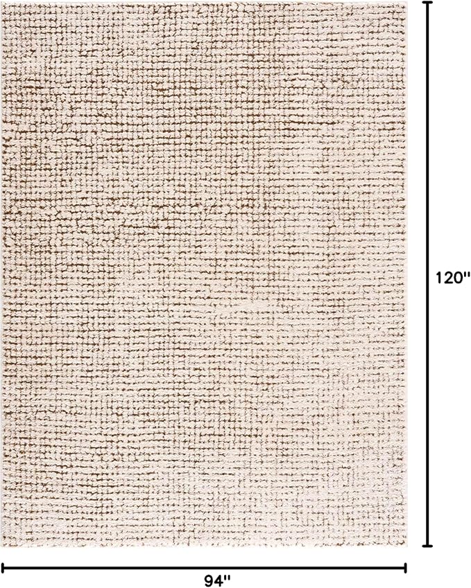 Hauteloom Keita Contemporary Mosaic Area Rug - High Pile Fluffy Soft Shag Carpet for Living Room, Bedroom - Cream, Brown - 7'10" x 10' (8x10)