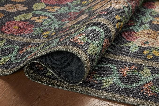 Loloi Rifle Paper Co. Rosa Collection RSA-01 Black 5'-0" x 7'-6" Area Rug