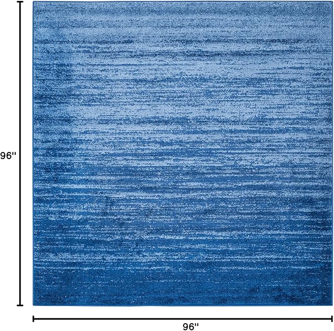 SAFAVIEH Adirondack Collection Area Rug - 8' Square, Light Blue & Dark Blue, Modern Ombre Design, Non Shedding & Easy to Clean, Ideal for Living Room, Bedroom, Office, Dining Space (ADR113F)