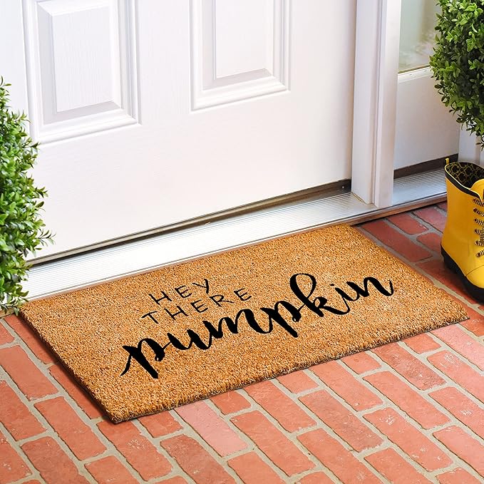 Calloway Mills Hey There Pumpkin Doormat (Tan/Black, 24" x 36")
