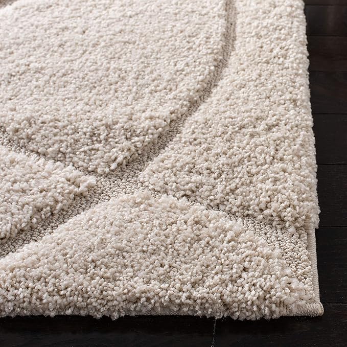 SAFAVIEH Florida Shag Collection Runner Rug - 2'3" x 15', Creme & Creme, Non-Shedding & Easy Care, 1.2-inch Thick Ideal for High Traffic Areas in Living Room, Bedroom (SG471-1111)