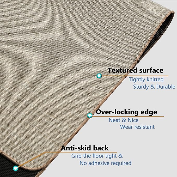 Chair Mat for Hardwood Floor, 36" x 48" Heavy Duty Office Chair Mat for Rolling Chairs, Anti Slip, Non-Curve, Floor Protector for Home Office, Beige