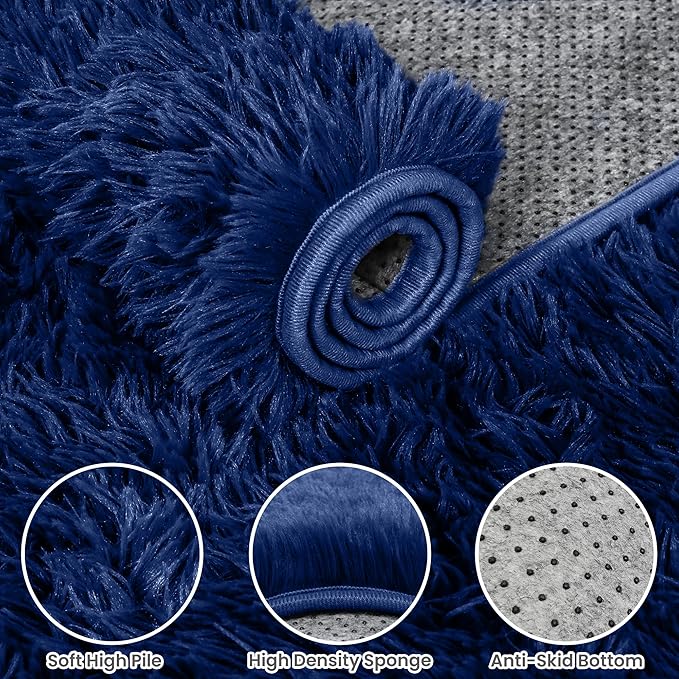 5x8 Area Rugs for Living Room: Soft Fluffy Shag Blue Rugs for Bedroom, Non Slip Large Fuzzy Plush Rug Indoor Floor Carpet for Nursery Kids Boys Girls Room, Dorms, Playroom, Modern Home Decor