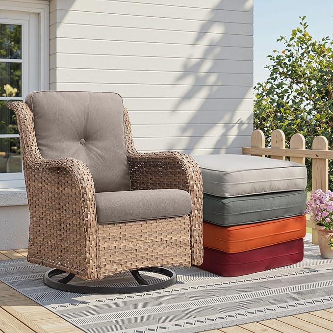 Patio Cushions for Outdoor Furniture - 22" x 25" x 4" UV Resistant Thick Foam Cushions Water Resistant Replacement Cushion for Outdoor Patio Furniture Chair/Sofa/Couch | Grey | 3-Pack |