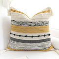 BlissBlush Fall Boho Decorative Throw Pillow Cover 22x22 Square Yellow Mustard Accent Pillowcase Tassels Farmhouse Cushion for Couch Sofa Bedroom Living Room Home Décor Cover ONLY (Pack of 1)