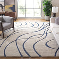 SAFAVIEH Florida Shag Collection X-Large Area Rug - 11' x 15', Cream & Blue, Non-Shedding & Easy Care, 1.2-inch Thick Ideal for High Traffic Areas in Living Room, Bedroom (SG471-1165)