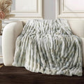 Ultra Soft Cozy Faux Fur Throw Blanket, Fuzzy Plush Thick Bubble Blanket, Oversize Luxury Fluffy Blanket for Couch, Sofa, Bedroom, and Living Room,50x60 Inches,Double Sided Tie-Dye Grey