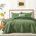 IR Imperial Rooms Twin Quilt Bedding Set Size (68” x 86”) + 1 Pillow Shams (20” x 26” + 2”) - 2 Pcs All Season Lightweight Reversible Microfiber Coverlet Floral Embossed Quilt Bedspread (Olive Green)