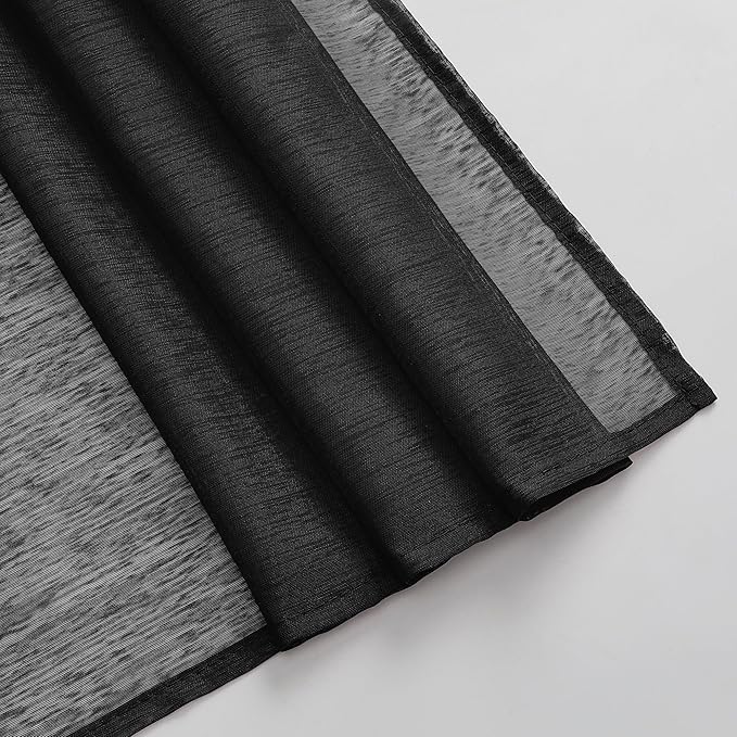 DONREN Jet Black Window Scarf Curtains for Outdoor Decoration - Add Luxury Beautiful Elegant Effect to Curtain Panels (1 Panel, 52 x 216 Inches Long)