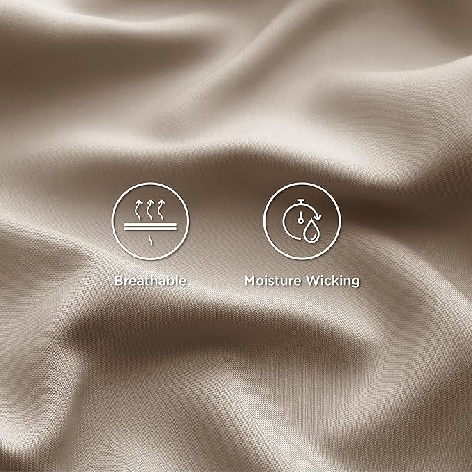 Bedsure California King Sheet Sets, Cooling Sheets, Rayon Derived from Bamboo, Deep Pocket Up to 16", Breathable & Soft Bed Sheets, Hotel Luxury Silky Bedding Sheets & Pillowcases, Simply Taupe
