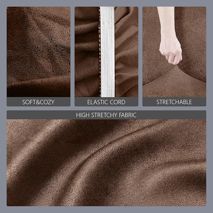 molasofa Leather Like Stretch Futon Slipcover Armless Futon Bed Sofa Cover Furniture Protector with Elastic Bottom, Soft and Washable Futon Cover for Sofa Bed Stay in Place（X Larger，Light Brown）