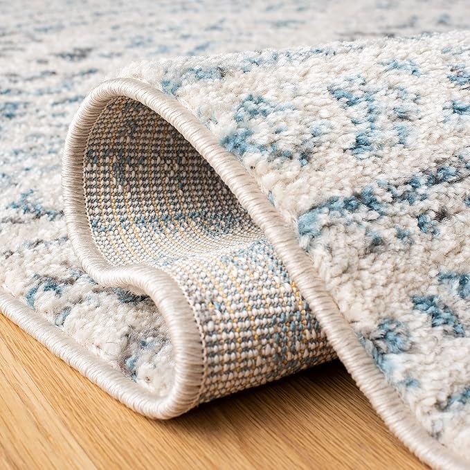 SAFAVIEH Tulum Collection Runner Rug - 2' x 7', Ivory & Turquoise, Moroccan Boho Tribal Design, Non-Shedding & Easy to Clean, Ideal for Living Room, Hallway, Foyer, Entryway, Bedroom (TUL272E)