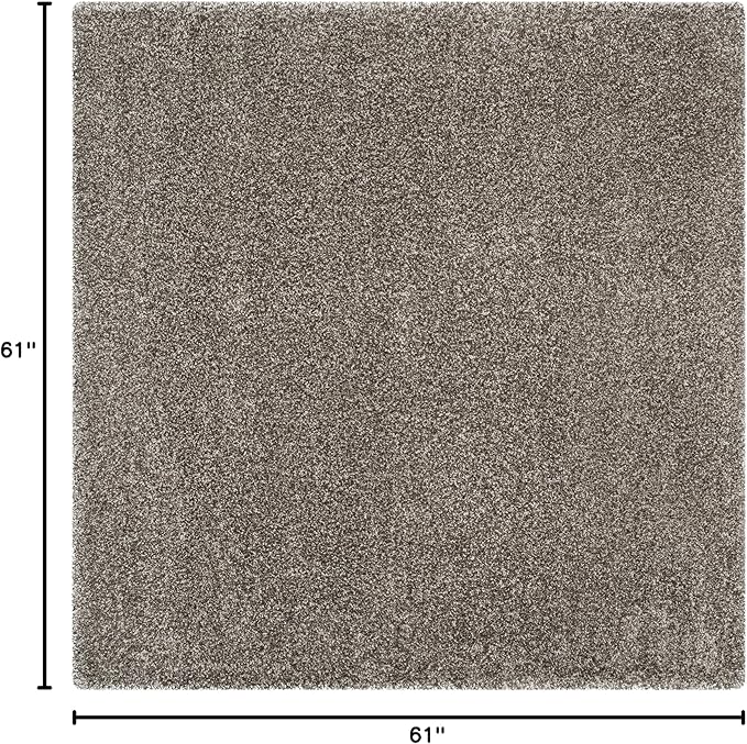 SAFAVIEH Milan Shag Collection Area Rug - 5'1" Square, Grey, Solid Design, Non-Shedding & Easy Care, 2-inch Thick Ideal for High Traffic Areas in Living Room, Bedroom (SG180-8080)