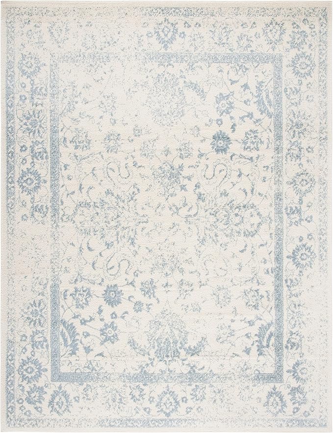SAFAVIEH Area Rug 8x10 - Adirondack Collection - Large - Ivory & Slate, Distressed Vintage Floral Design, Non-Shedding & Easy to Clean, Ideal for Living Room, Bedroom, Dining Space (ADR109S)