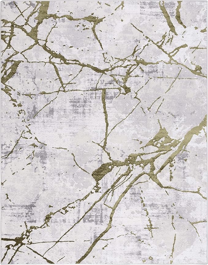 SAFAVIEH Amelia Collection Area Rug - 10' x 14', Grey & Green, Modern Abstract Design, Non-Shedding & Easy Care, Ideal for High Traffic Areas in Living Room, Bedroom (ALA293J)