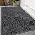 Smiry Front Door Mat Outside Entrance, Heavy Duty Sturdy Natural Rubber Doormat, Trap Dirt and Moisture, Easy Clean Low Profile Mats for Indoor Outdoor Entry, Irregular Triangle (47x24, Medium Grey)