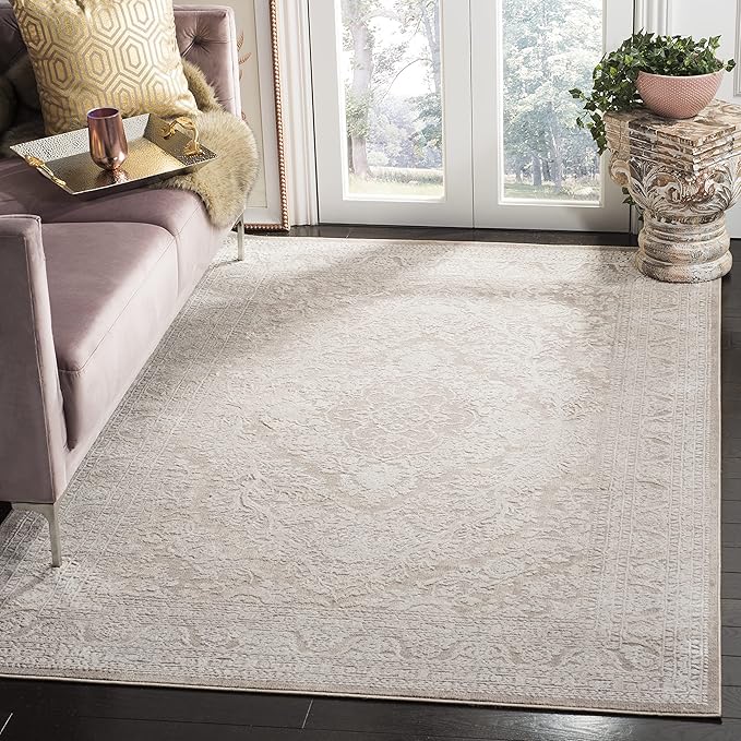 SAFAVIEH Area Rug 9x12 - Reflection Collection - Large - Beige & Cream, Non-Shedding & Easy Cleaning, Ideal for Living Room, Bedroom, Dining Space (RFT668A)