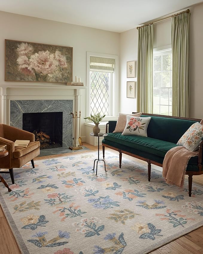 Loloi Rifle Paper Co. Rosa Collection RSA-03 Cream 8'-4" x 11'-6" Area Rug