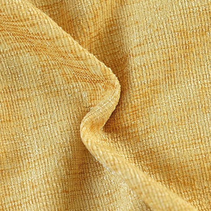 CaliTime Throw Pillow Covers Decorative 20 X 20 Inches Pack of 2 Cozy Solid Dyed Soft Chenille Cushion Cases with Pom Poms for Couch Sofa Bed Living Room Home Gold