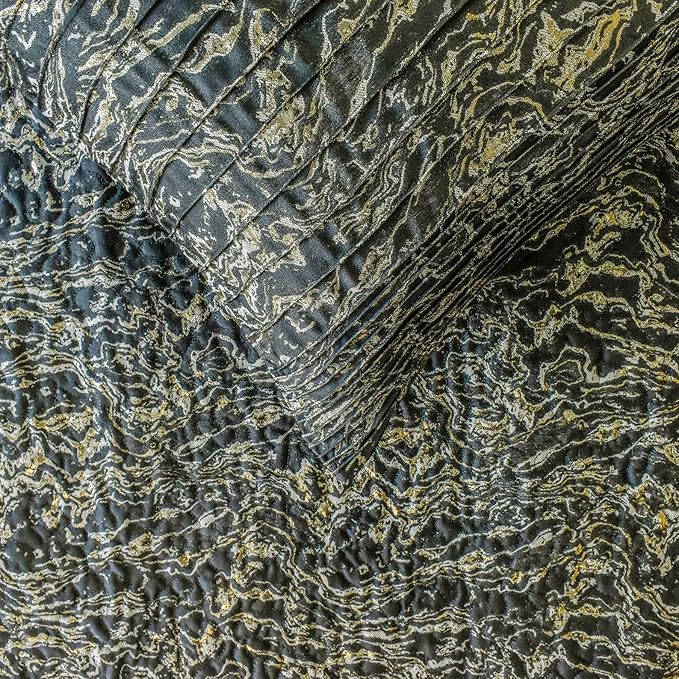 The HomeCentric King/Queen/Twin Black Decorative Bed Runner Twin 53"x18" Bed Runner with One Pillow Cover, Marble Pattern, Pintucks, Quilted Bed Scarf on Jacquard Fabric - Stellaris