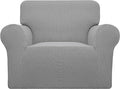 Easy-Going Stretch Oversized Chair Sofa Slipcover 1-Piece Couch Sofa Cover Furniture Protector Soft with Elastic Bottom for Kids Spandex Jacquard Fabric Small Checks Light Gray