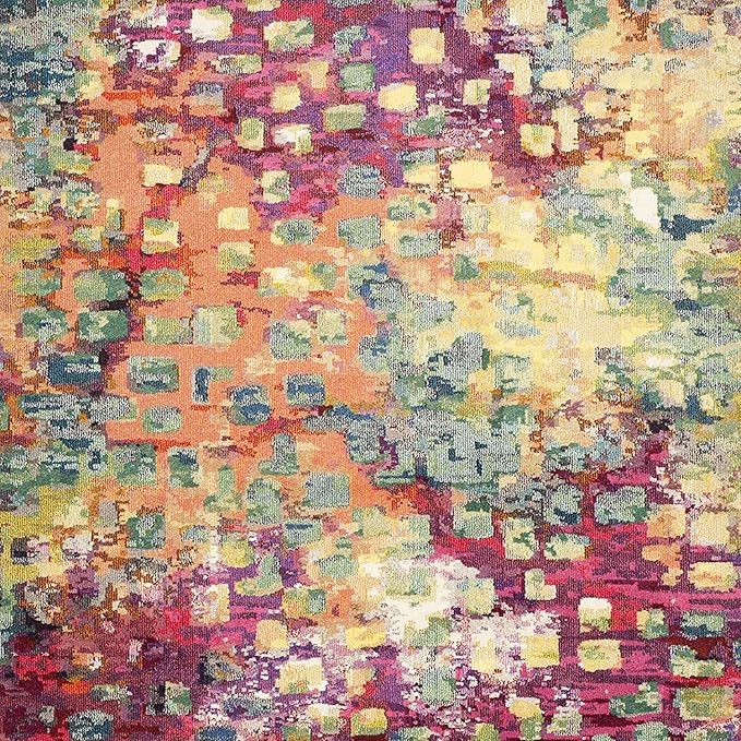 SAFAVIEH Monaco Collection Area Rug - 8' x 11', Pink & Multi, Boho Chic Abstract Watercolor Design, Non-Shedding & Easy Care, Ideal for High Traffic Areas in Living Room, Bedroom (MNC225D)