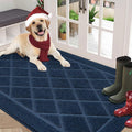 BEQHAUSE Dirt Trapper Door Mat 36" x 60", Doormat Non-Slip Entryway Rugs Washable, Dog Door Mat Stain Resistant and Absorbent Welcome Floor Mat for Front Back Door, Muddy Wet Shoes & Paws, Navy Blue