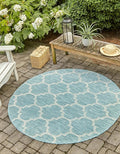 Unique Loom Trellis Collection Area Rug-Lattice Design, Moroccan Inspired for Indoor/Outdoor Décor, 3 ft 3 in x 3 ft 3 in Round, Aquamarine/Gray