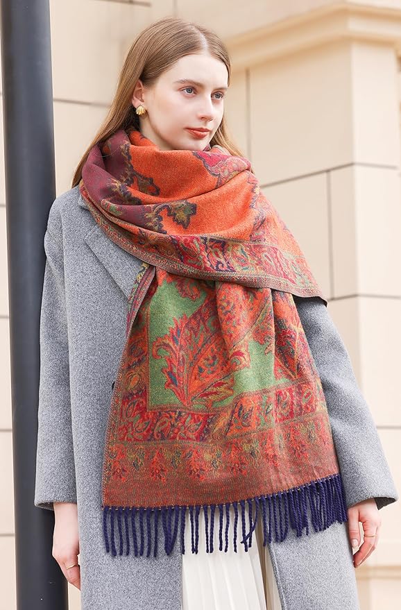 Wander Agio Warm Fashion Scarf Long Shawl Large Blanket Winter Wraps Scarves for Women Cashmere Jacquard Vintage Paisley
